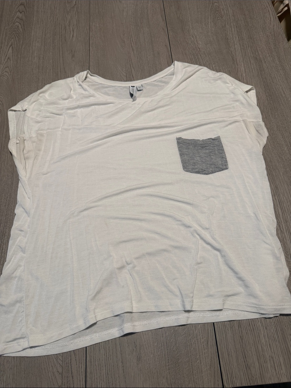 Cotton On White Short Sleeve Tee with Gray Pocket